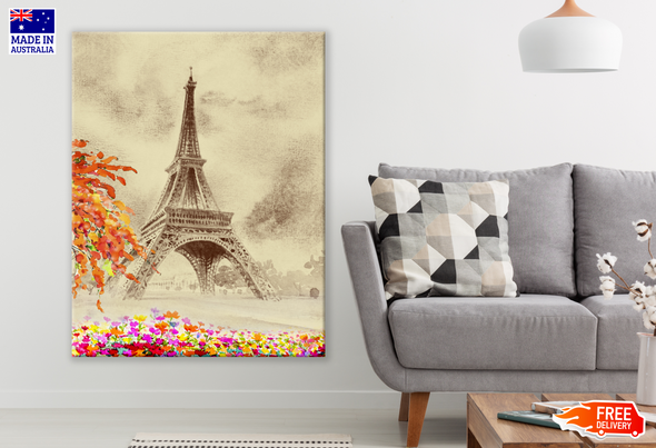 Eiffel Tower & Floral Painting Print 100% Australian Made