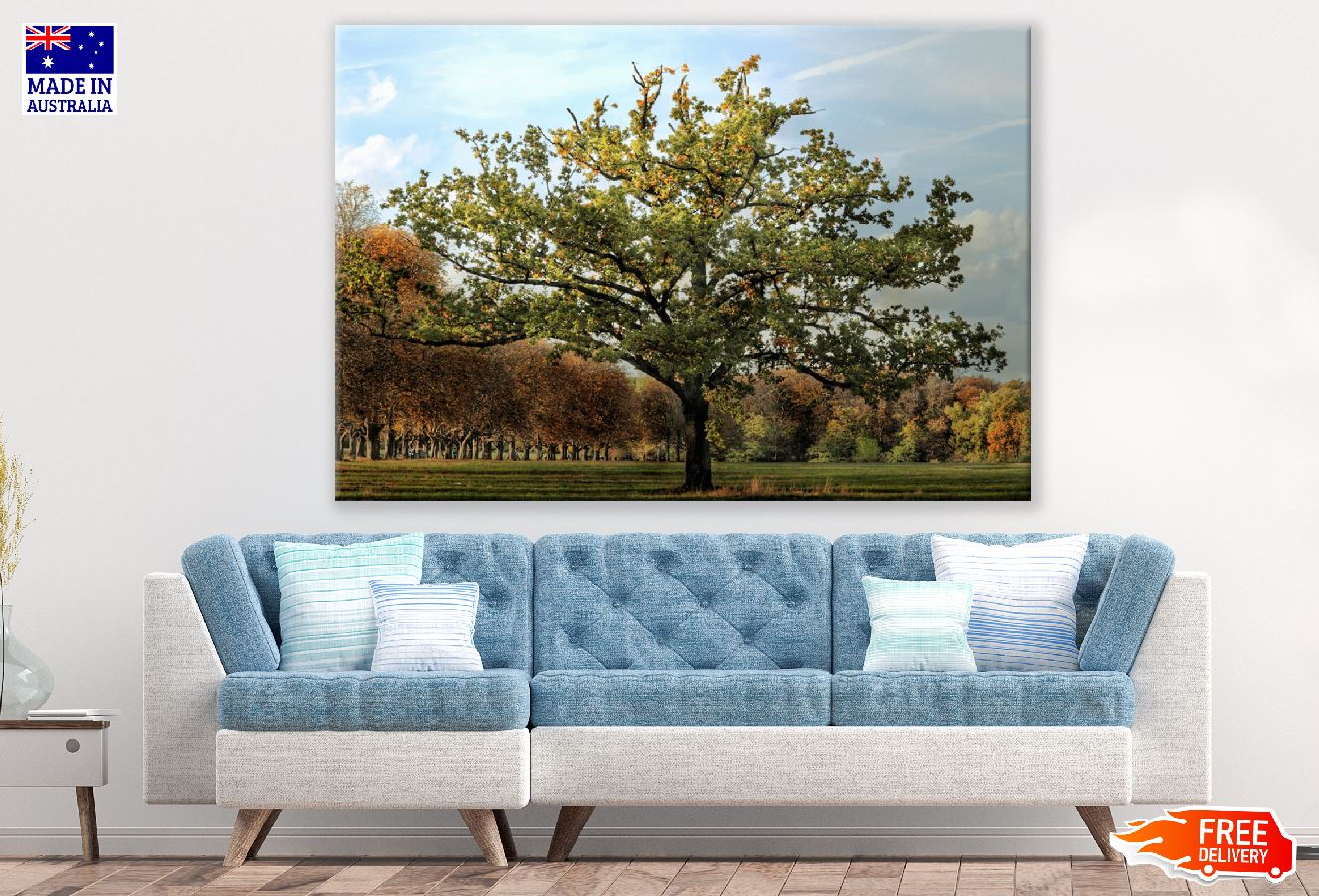 Big Green Tree in the Meadow in Autumn Photograph Print 100% Australian Made