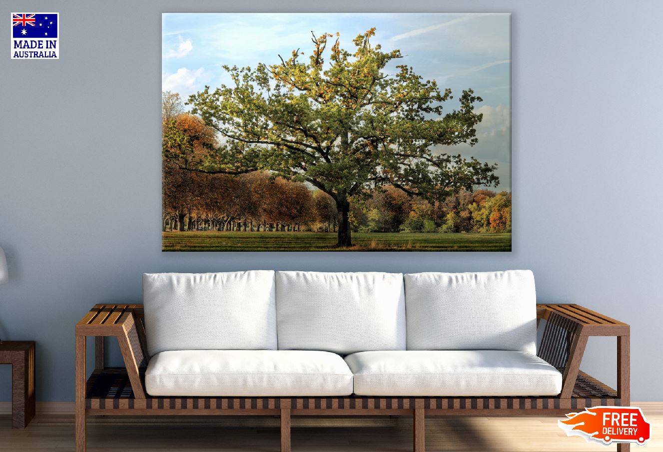 Big Green Tree in the Meadow in Autumn Photograph Print 100% Australian Made