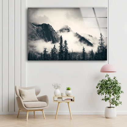 Misty Forest & Mountain Photograph Acrylic Glass Print Tempered Glass Wall Art 100% Made in Australia Ready to Hang