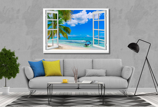 Window Stunning beach wave, sea, beach pier ,Print 100% Australian Made