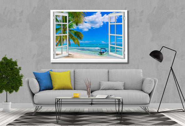 Window Stunning beach wave, sea, beach pier   ,Print 100% Australian Made