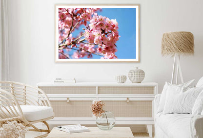 Pink Sakura Flowers Branch View Photograph Home Decor Premium Quality Poster Print Choose Your Sizes