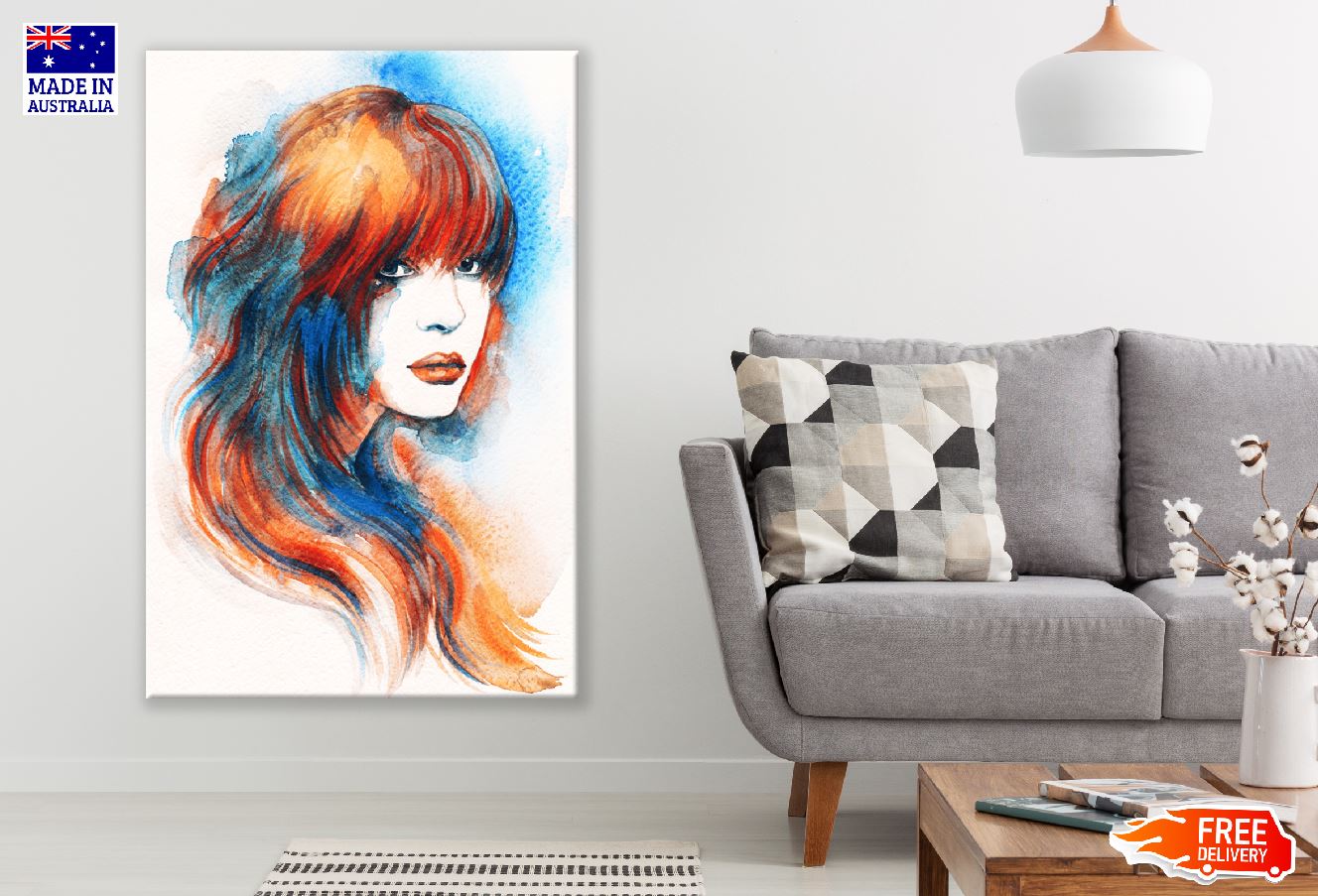 Woman with Colorful Hair Abstract Design Print 100% Australian Made