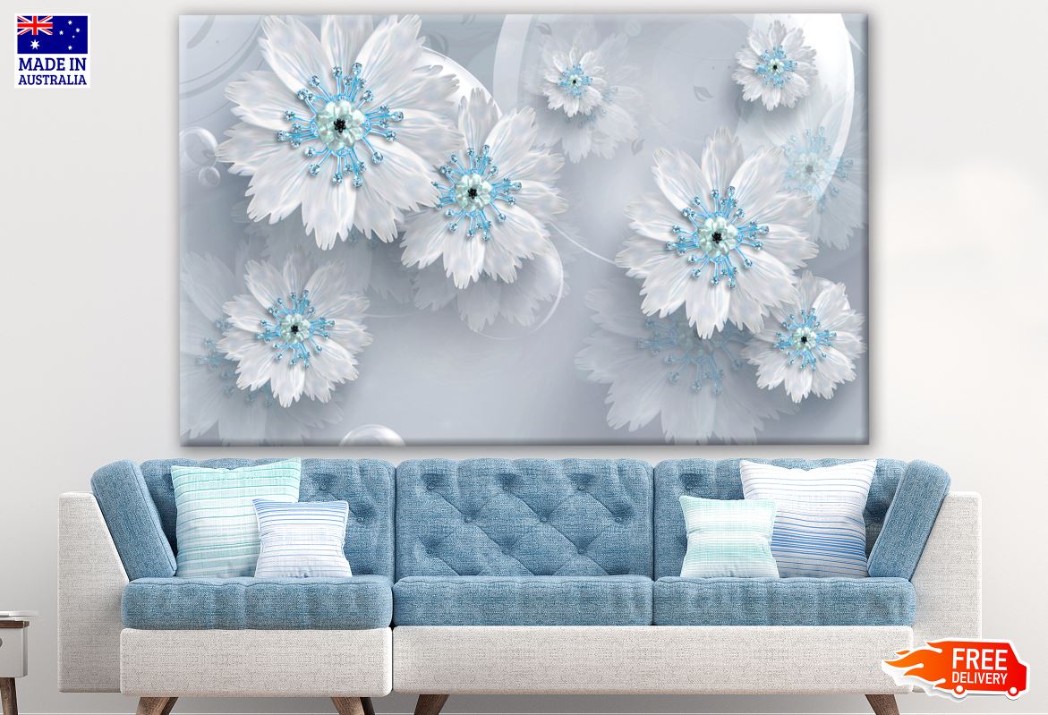 Blue & White Floral Design Print 100% Australian Made