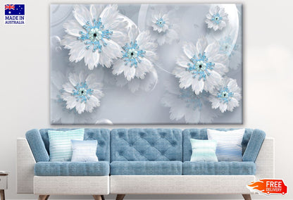 Blue & White Floral Design Print 100% Australian Made