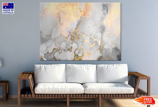 Gray Yellow & Gold Abstract Design Print 100% Australian Made