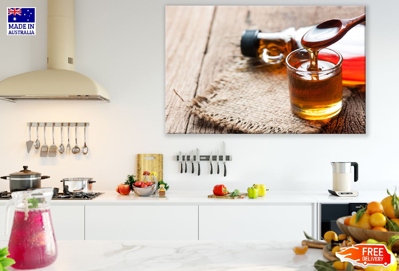 Maple Syrup in Glass Bottle Closeup Photograph Print 100% Australian Made