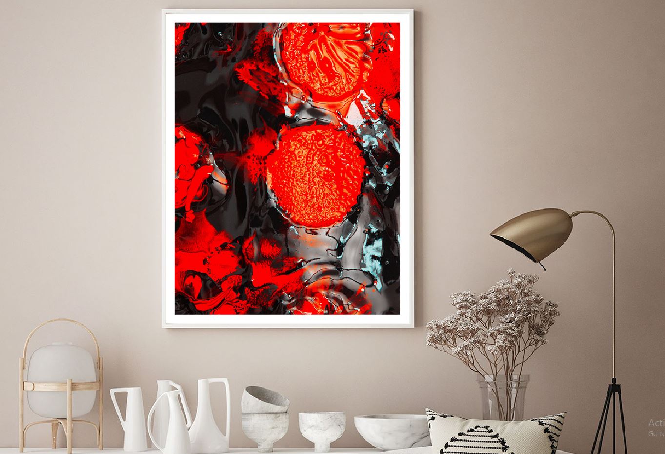 Red Black Blot Paint Abstract Design Home Decor Premium Quality Poster Print Choose Your Sizes