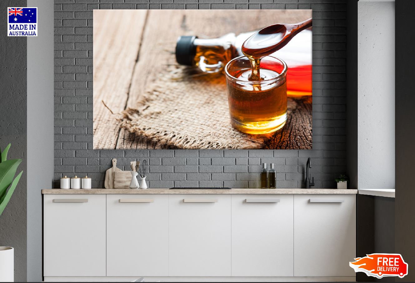 Maple Syrup in Glass Bottle Closeup Photograph Print 100% Australian Made