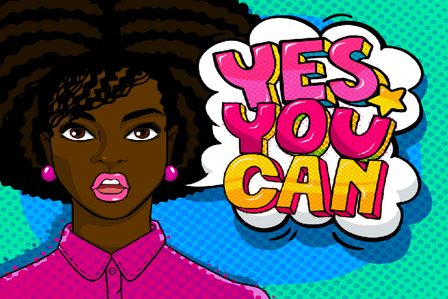 Yes You Can Chat Bubble & African Girl Illustration Print 100% Australian Made