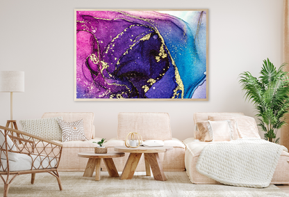 Blue Purple & Pink Abstract Art Home Decor Premium Quality Poster Print Choose Your Sizes