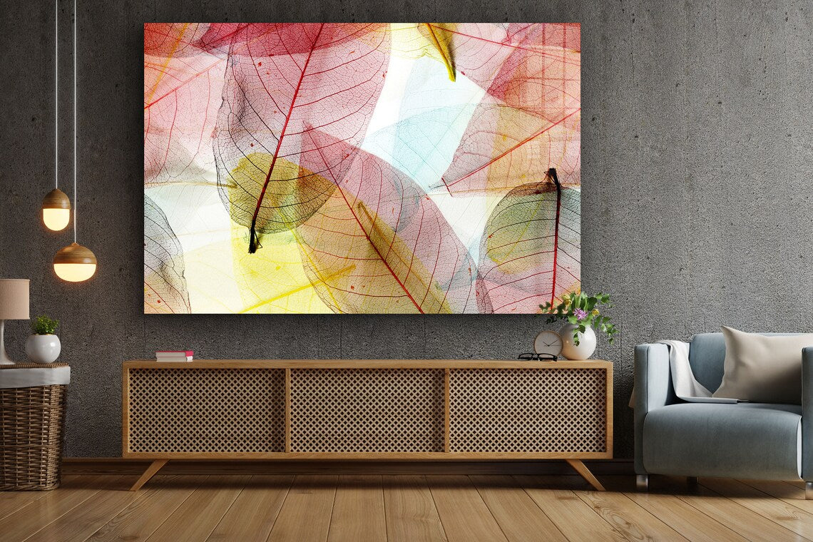 Pink Yellow Leaves View Print Tempered Glass Wall Art 100% Made in Australia Ready to Hang