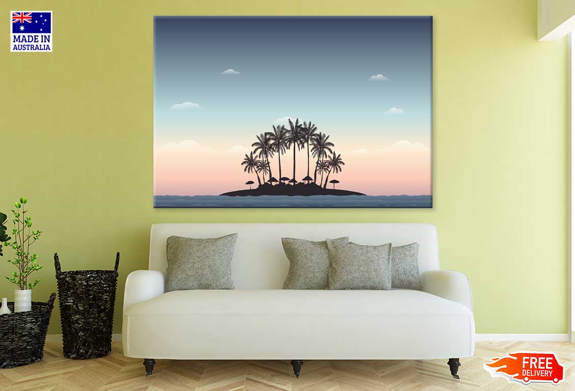 Palm Trees Island Vector Design Print 100% Australian Made