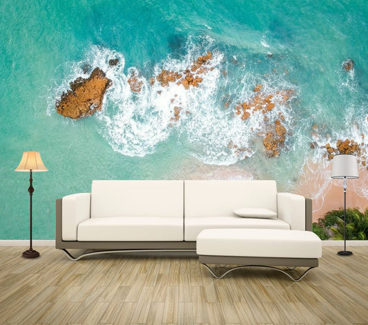 Wallpaper Murals Peel and Stick Removable Stunning Beach Aerial View High Quality