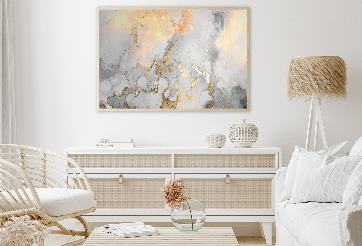 Gray Yellow & Gold Abstract Design Home Decor Premium Quality Poster Print Choose Your Sizes