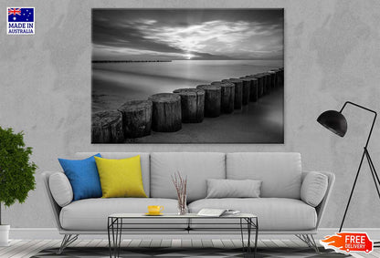 Horizon Beach B&W View Photograph Print 100% Australian Made