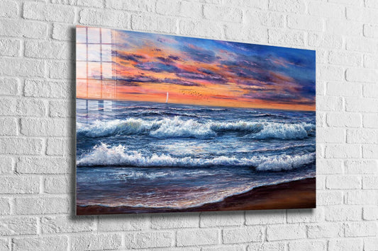 Seashore Painting Print Tempered Glass Wall Art 100% Made in Australia Ready to Hang