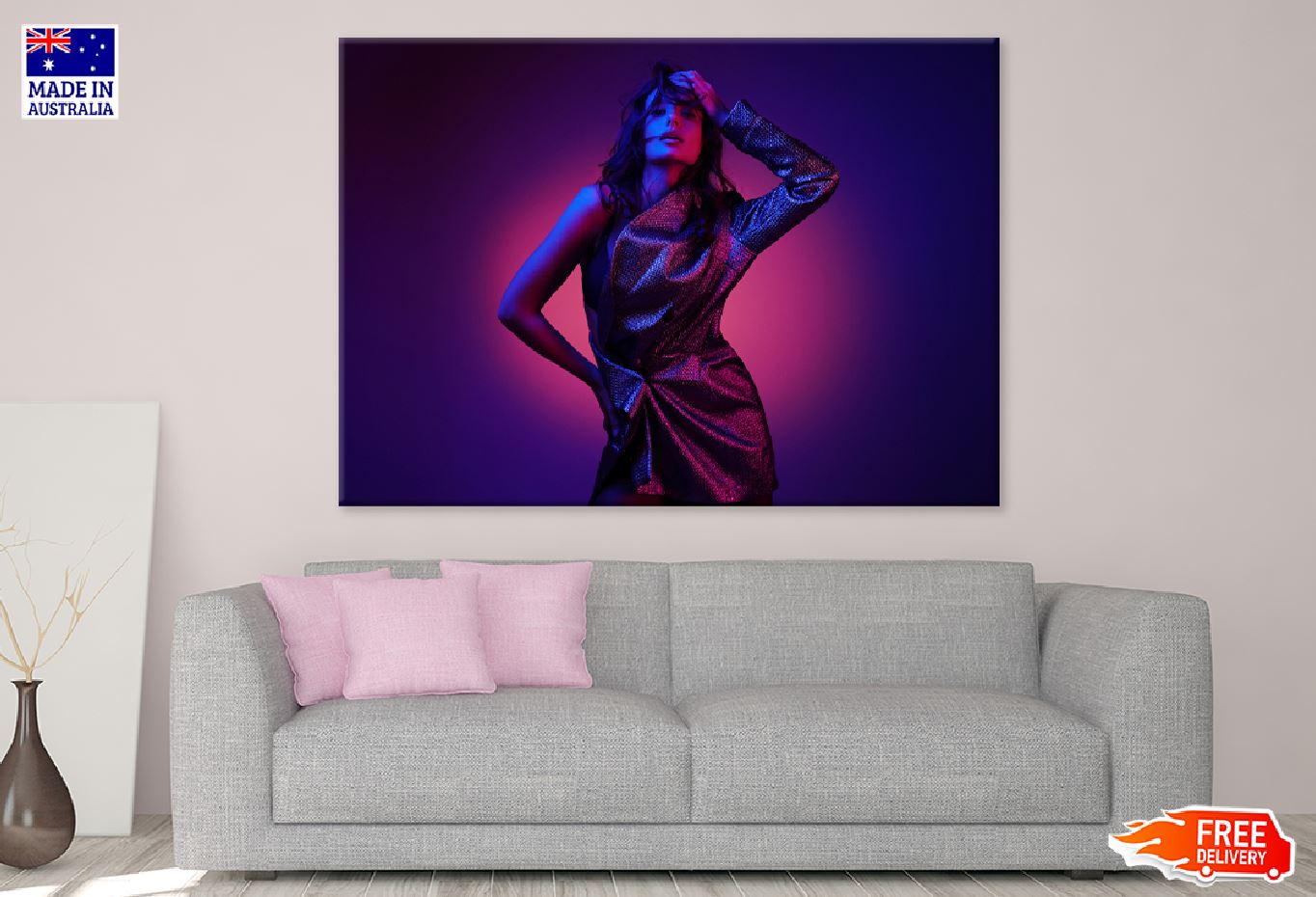 Fashion Girl in Neon Lights View Photograph Print 100% Australian Made