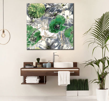 Square Canvas Watercolor Floral Painting High Quality Print 100% Australian Made