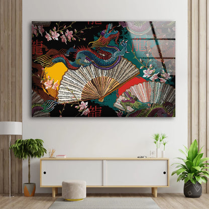 Colorful Chinese Dragon Abstract Design Acrylic Glass Print Tempered Glass Wall Art 100% Made in Australia Ready to Hang