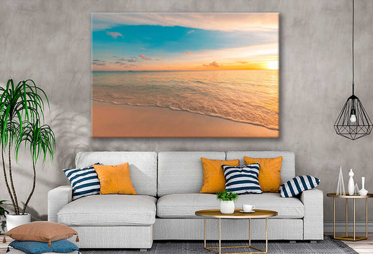 Bella Home Sand Sea With Sunset View Print Canvas Ready to hang