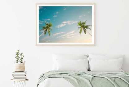 Coconut Palm Trees & Blue Sky View Photograph Home Decor Premium Quality Poster Print Choose Your Sizes