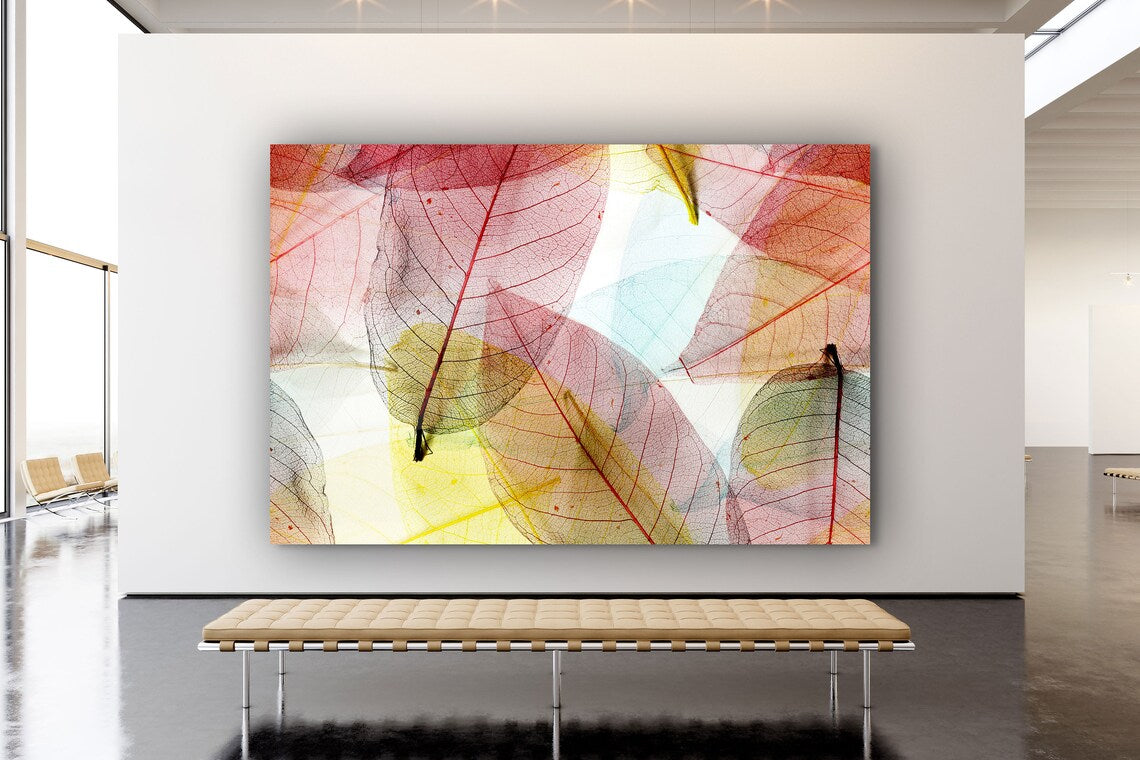 Pink Yellow Leaves View Print Tempered Glass Wall Art 100% Made in Australia Ready to Hang