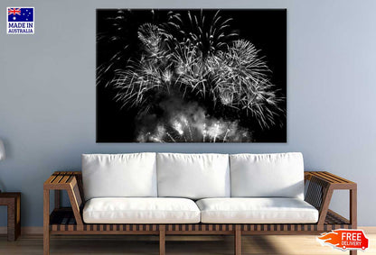 Fireworks on Sky B&W Photograph Print 100% Australian Made