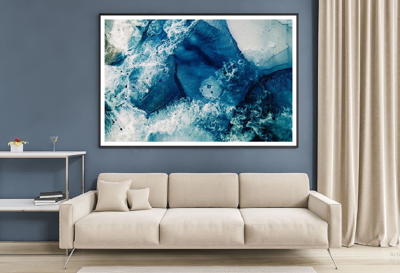 Blue Water Ink Abstract Design Home Decor Premium Quality Poster Print Choose Your Sizes