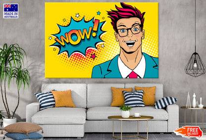 Wow Quote & Happy Man Illustration Print 100% Australian Made