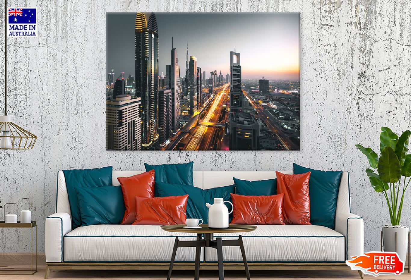 Dubai City Skyline Traffic View Photograph Print 100% Australian Made