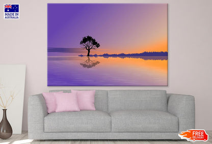 Tree Near Lake Vector Art Print 100% Australian Made