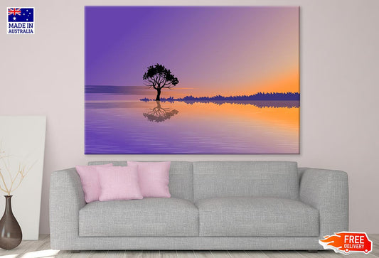 Tree Near Lake Vector Art Print 100% Australian Made