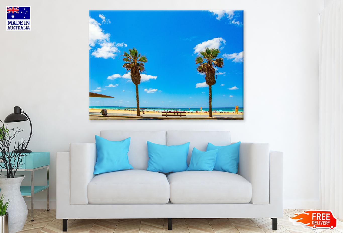 Palm Trees Near Sea Shore View Photograph Print 100% Australian Made