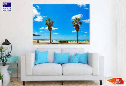 Palm Trees Near Sea Shore View Photograph Print 100% Australian Made