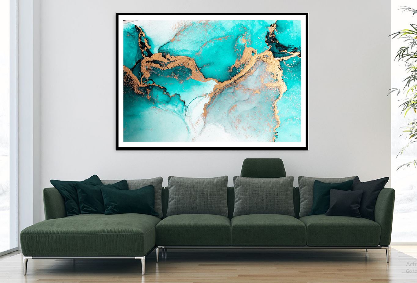 Ocean Blue & Gold Marble Abstract Design Home Decor Premium Quality Poster Print Choose Your Sizes