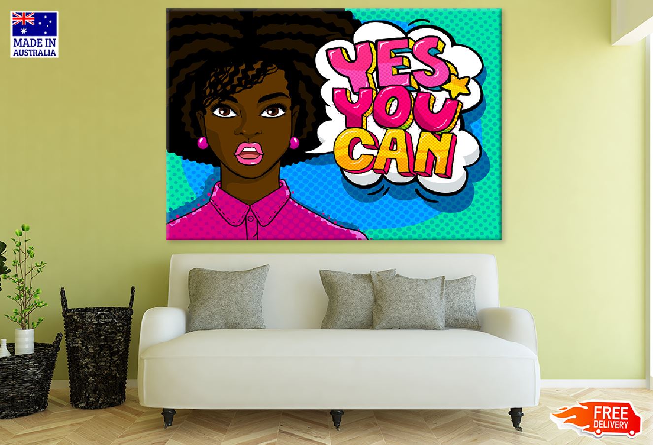 Yes You Can Chat Bubble & African Girl Illustration Print 100% Australian Made