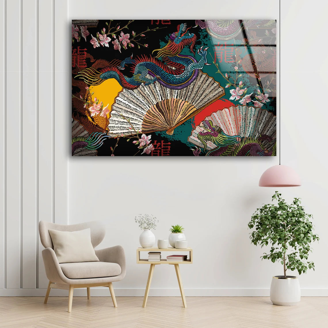 Colorful Chinese Dragon Abstract Design Acrylic Glass Print Tempered Glass Wall Art 100% Made in Australia Ready to Hang