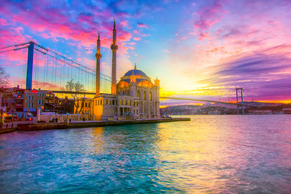 Mosque & Bosphorus Bridge Photograph Turkey Print 100% Australian Made