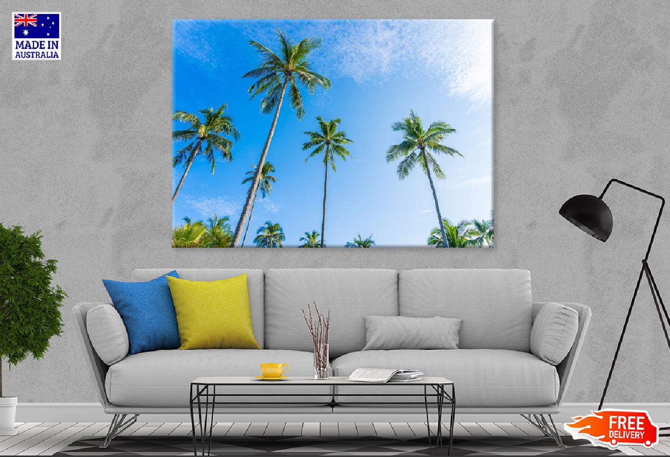 Tropical Palm Trees & Blue Sky Photograph Print 100% Australian Made