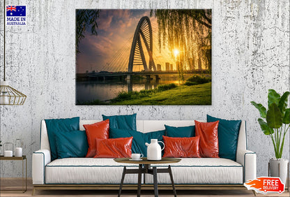 Old Iron Bridge at Sunset View Photograph Print 100% Australian Made