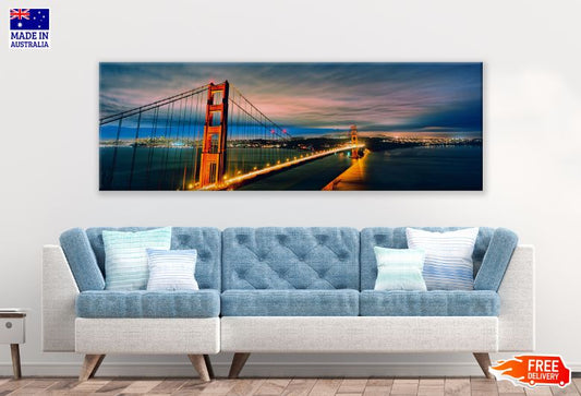Panoramic Canvas Golden Gate Bridge Scenery Photograph High Quality 100% Australian Made Wall Canvas Print Ready to Hang
