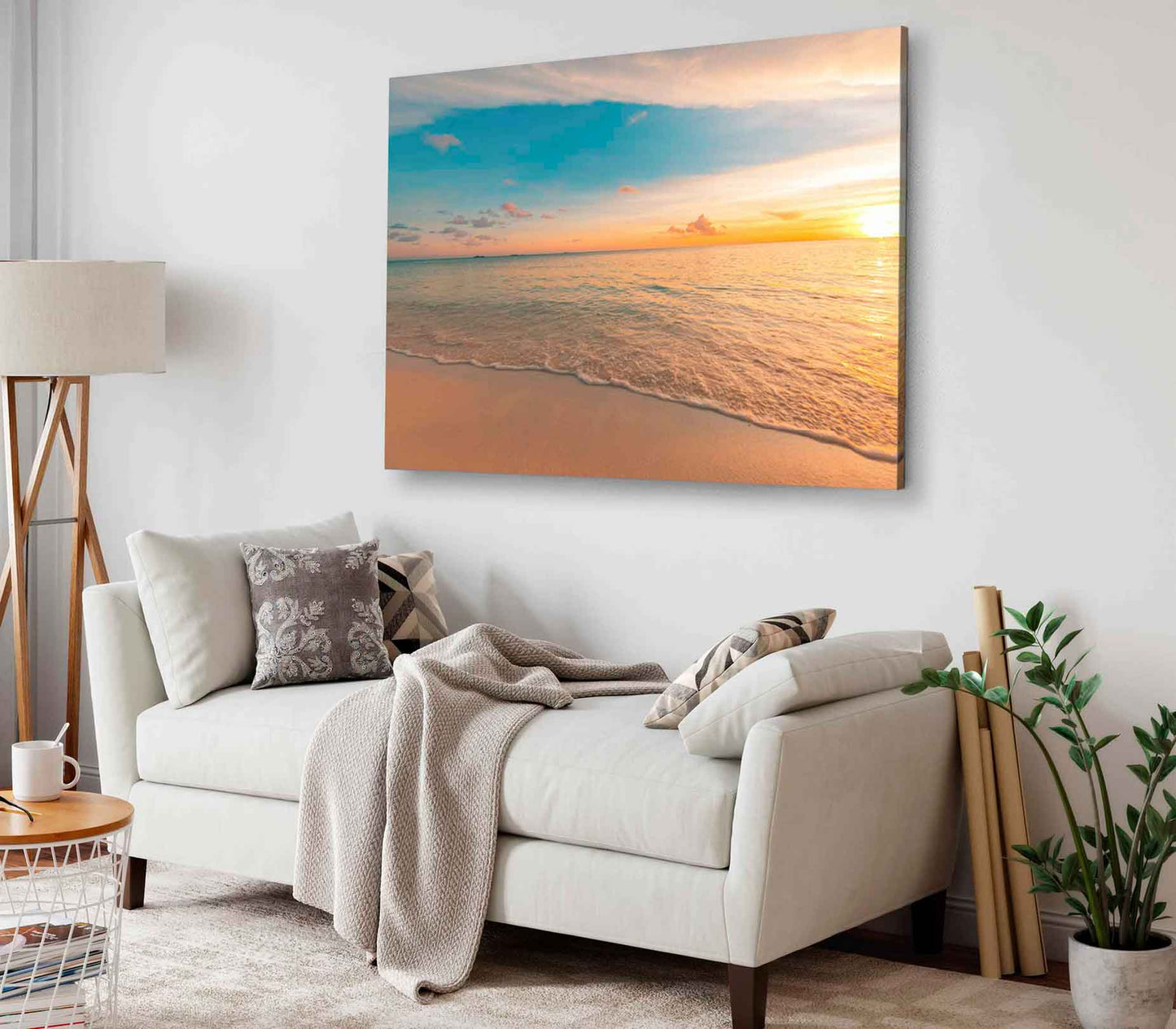 Bella Home Sand Sea With Sunset View Print Canvas Ready to hang