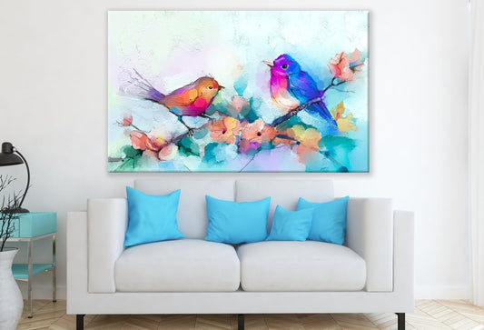 Birds & Flowers Colourful Painting Print 100% Australian Made