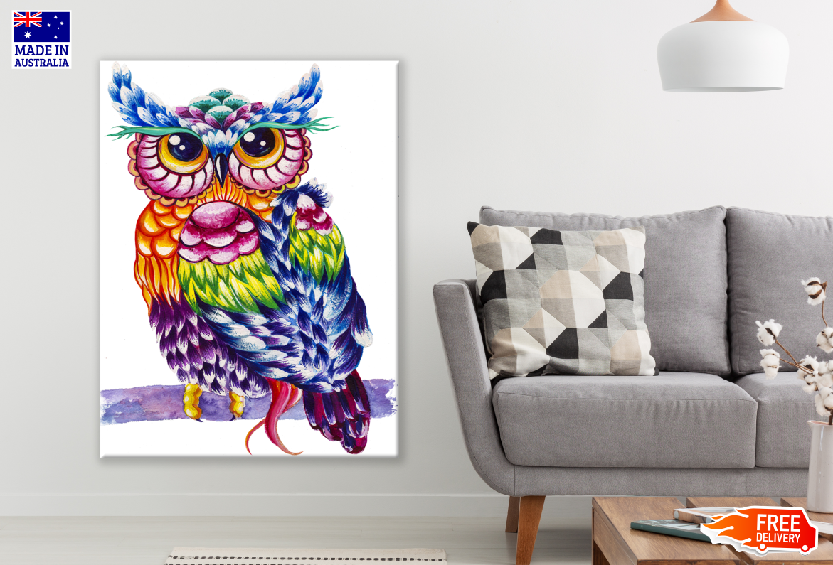 Colourful Owl Painting Print 100% Australian Made