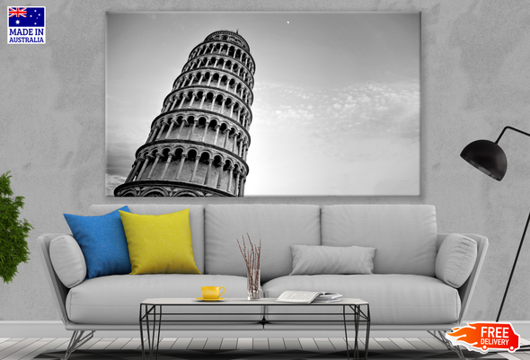 Leaning Tower of Pisa in Italy B&W Photography Print 100% Australian Made