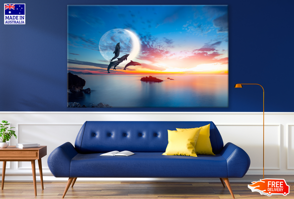 Dolphins Leaping Scenery Photograph Print 100% Australian Made