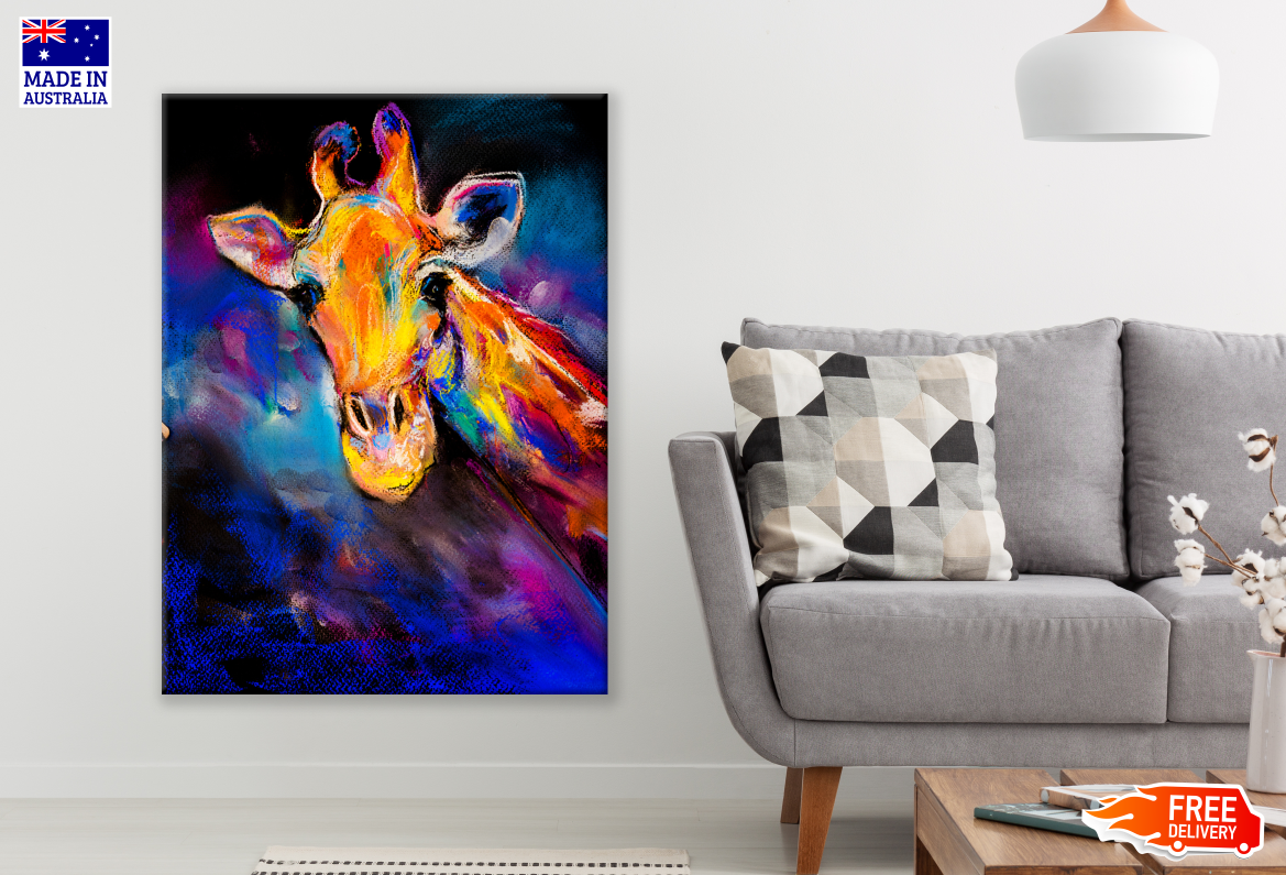 Abstract Giraffe Portrait Painting Print 100% Australian Made