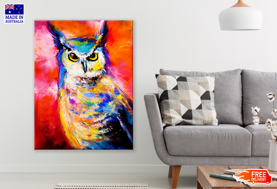 Abstract Owl Oil Painting Print 100% Australian Made